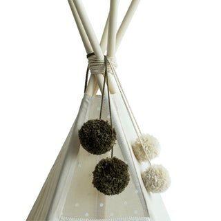 „Pom Pom Teepee“ palapinės tvarsčiai – dekoratyviniai „PomPoms“ |Spalva: samanų