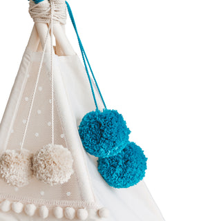 „Pom Pom Teepee“ palapinės tvarsčiai – dekoratyviniai „PomPoms“ |Spalva: žalsvai melsva