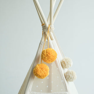 Pom Pom Teepee palapinės viršeliai - Dekoratyviniai PomPoms |Spalva: Goldenrod
