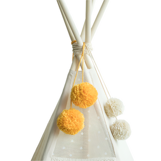 Pom Pom Teepee palapinės viršeliai - Dekoratyviniai PomPoms |Spalva: Goldenrod