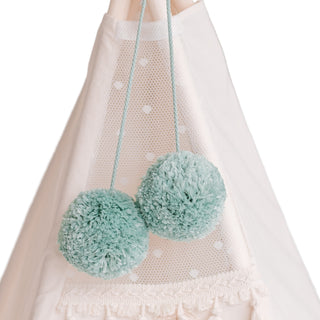Pom Pom Teepee palapinės tvarsčiai - Dekoratyviniai PomPoms |Spalva: Mėtų