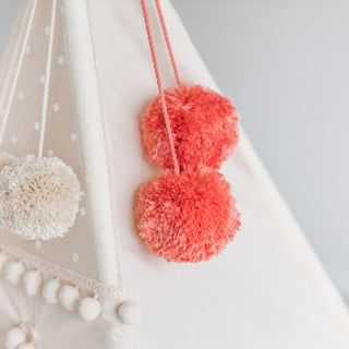 Pom Pom Teepee palapinės viršeliai - Dekoratyviniai PomPoms |Spalva: Koralas