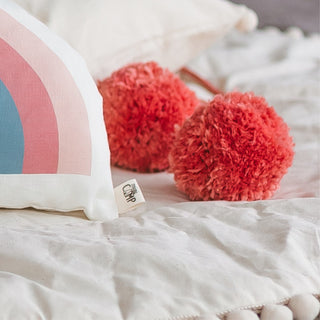 Pom Pom Teepee palapinės viršeliai - Dekoratyviniai PomPoms |Spalva: Koralas