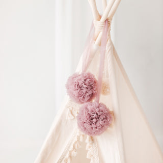 MINICAMP Dusty Rose Tulle Pom Poms – rankų darbo dekoratyviniai akcentai