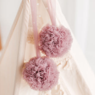 MINICAMP Dusty Rose Tulle Pom Poms – rankų darbo dekoratyviniai akcentai