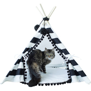MINICAMP Teepee for Cats, Dogs & Rabbits in Black and White