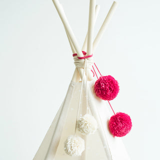 Pom Pom Teepee palapinės šluostės - Dekoratyviniai PomPoms |Spalva: fuksija