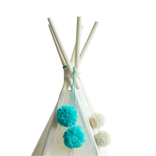 Pom Pom Teepee palapinės šluostės - Dekoratyviniai pomponai |Spalva: turkis