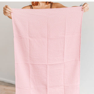 White Muslin Baby Swaddle & Burp Cloth with Cute Little Flower Print – 100% OEKO-TEX Cotton, Ultra-Soft Double Gauze