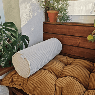 Corduroy Bolster Pillow – Roll Cushion for Floor Mattresses | Ecru