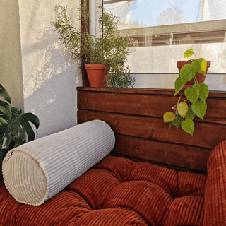 Corduroy Bolster Pillow – Roll Cushion for Floor Mattresses | Ecru