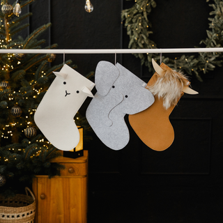Nordic Felt Christmas Stocking – Personalized Holiday Decor | White Sheep