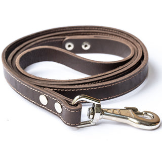 Genuine Leather Dog Lead in Classic Style – Dark Brown – Handcrafted Heavy Duty Leash