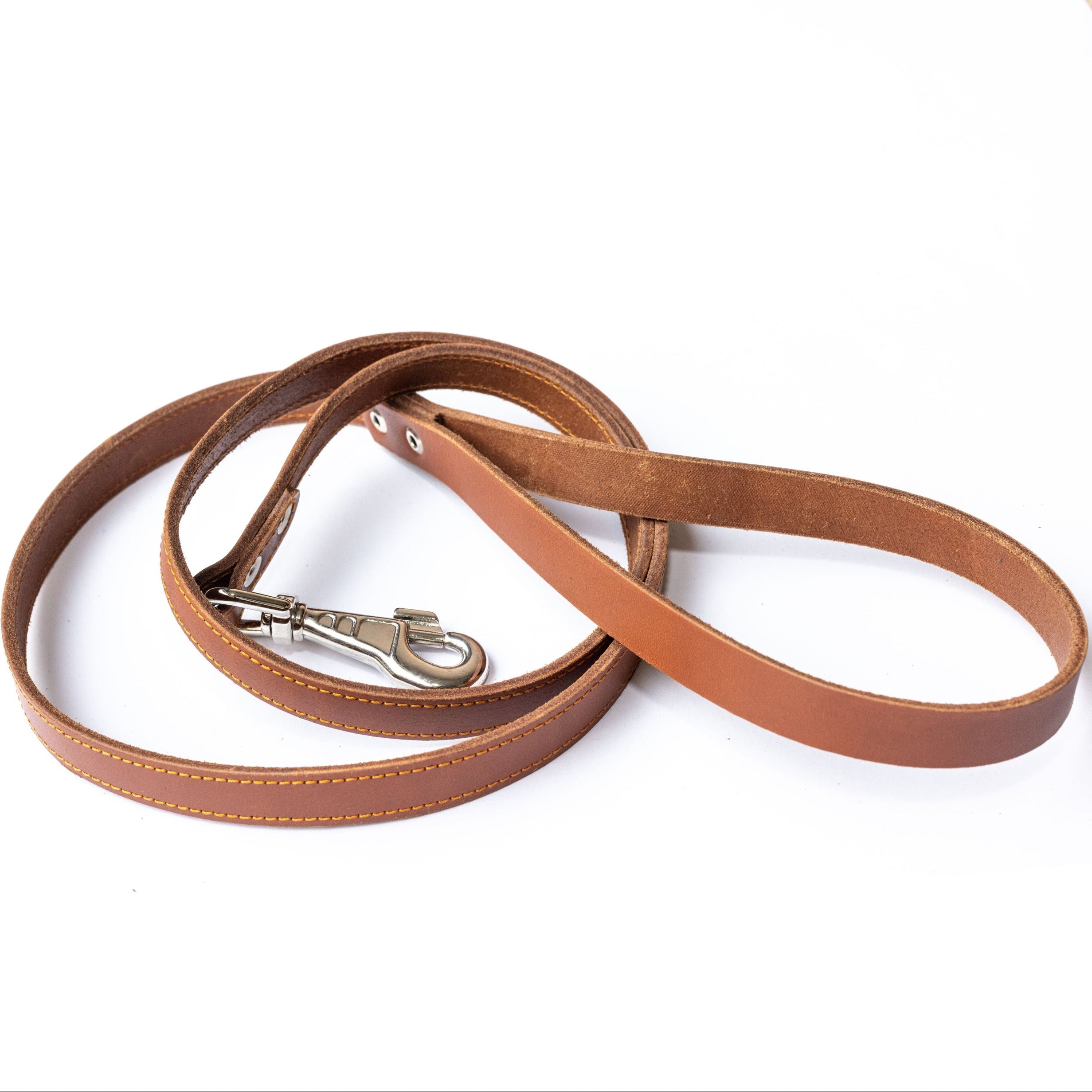 Genuine Leather Dog Leash in Classic Style – Tan - Orange Brown – Durable Handcrafted Lead