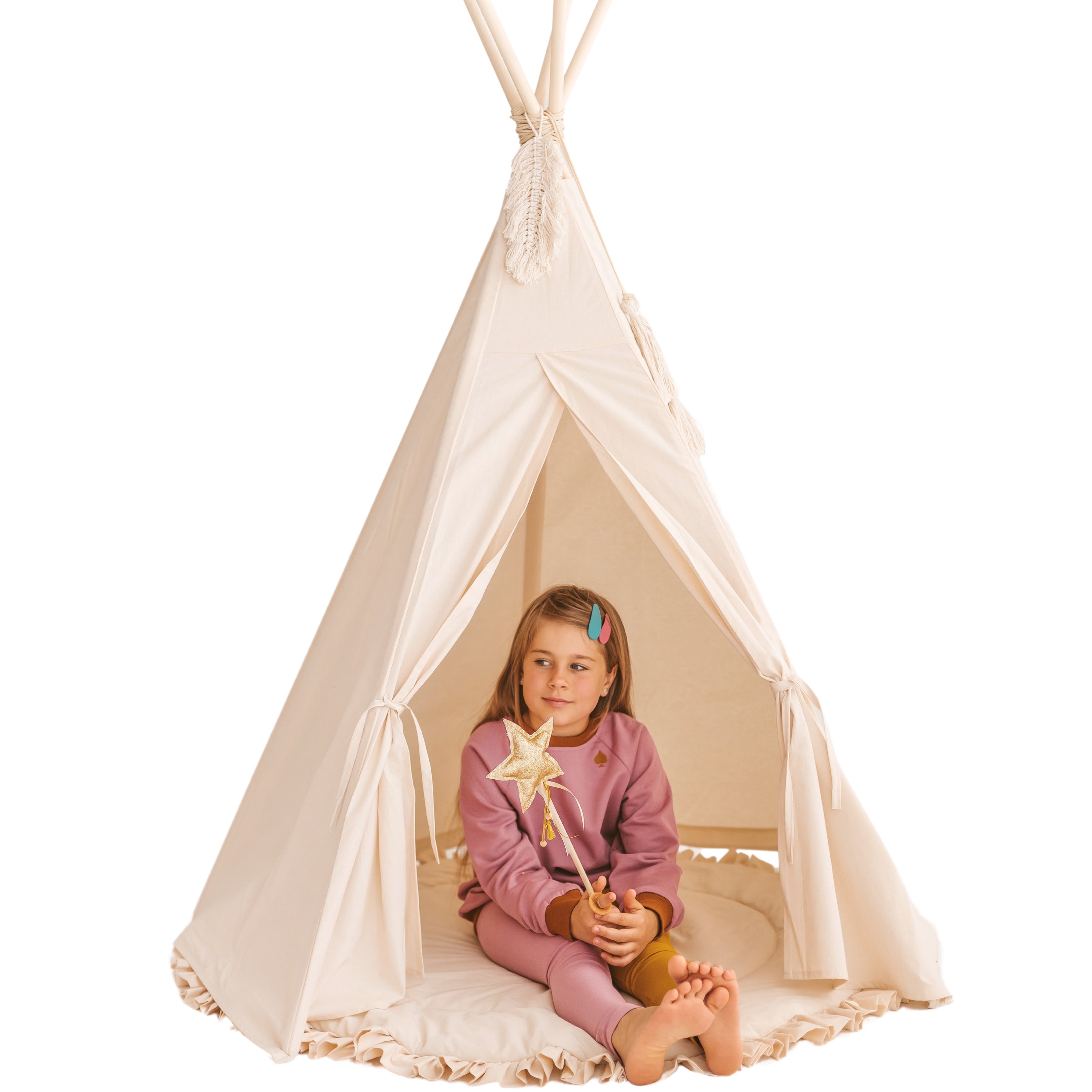 girly tents MINICAMP Kids' Play Tent in Plain Style with Macramé Feather Teepee only