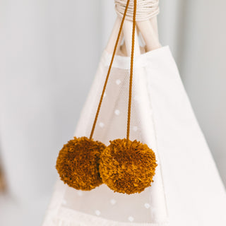 Pom Pom Teepee Tent Toppers - Decorative PomPoms |Colour: Mustard