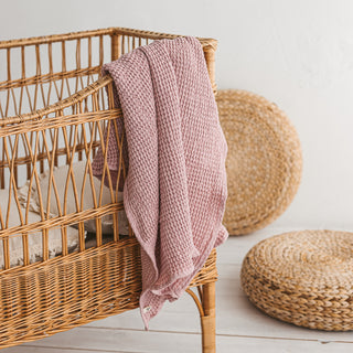 MINICAMP Linen Waffle Blanket Bath Towel in Rose