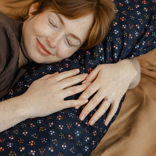 MINICAMP Long Maternity & Lumbar Support Pillow with Organic Cover in Navy Blue