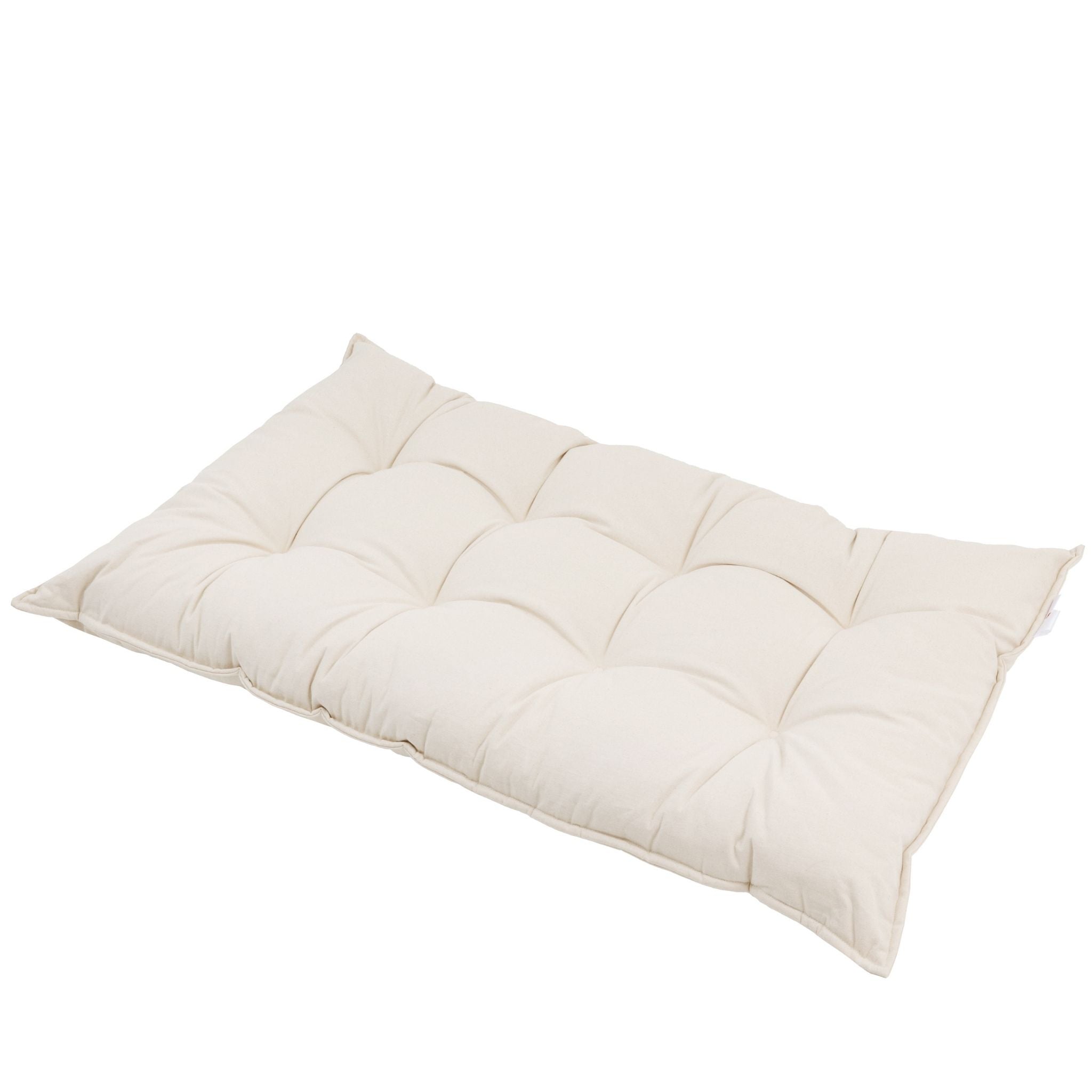 MINICAMP Tufted Canvas Floor Cushion, French Style Pillow in Natural Ecru