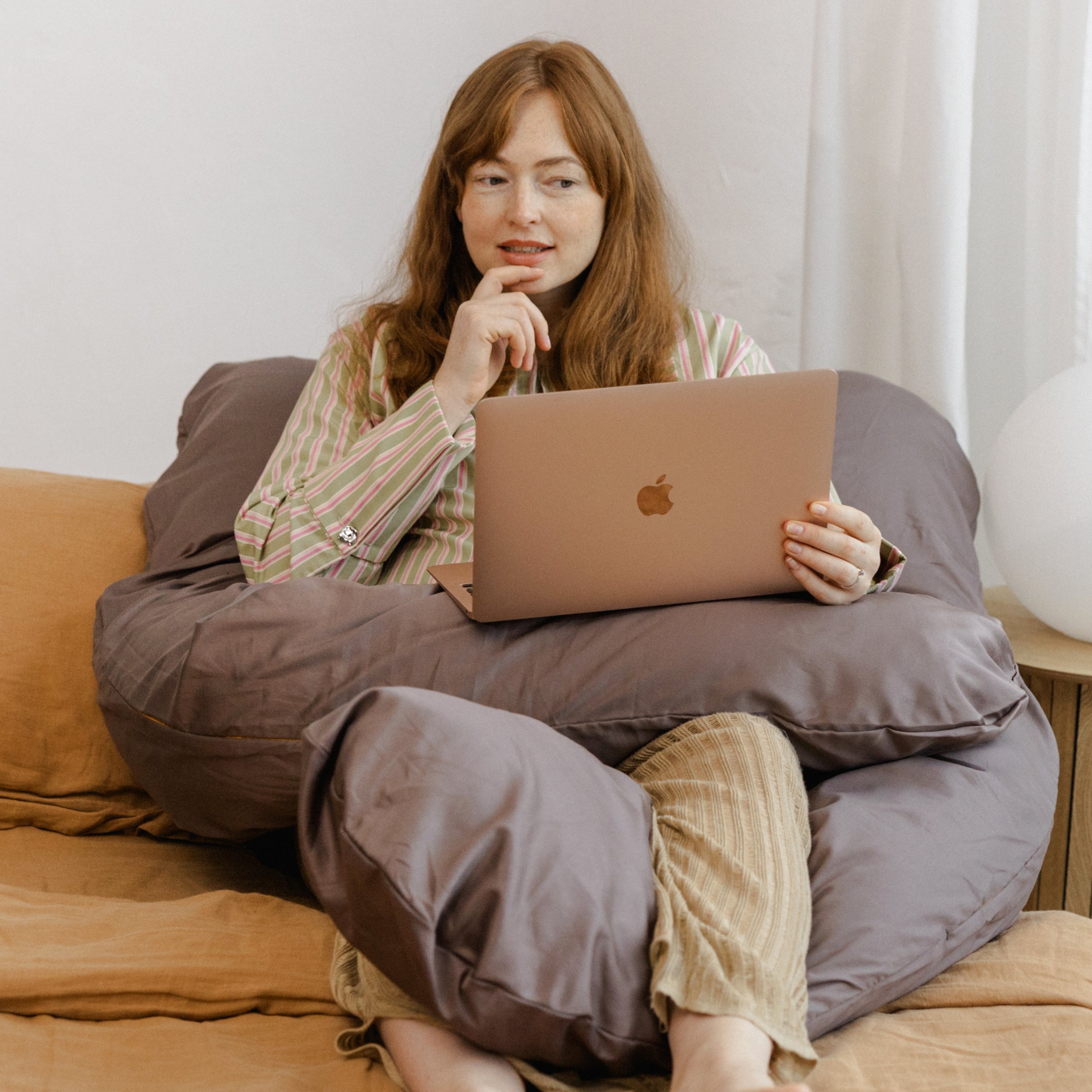 MINICAMP U-Shaped Comfort Pillow with Natural Sateen Cotton Cover in Cacao | Kapok or PES Filling