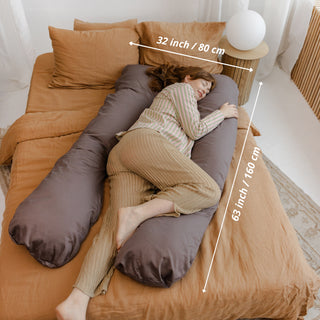 MINICAMP U-Shaped Comfort Pillow with Natural Sateen Cotton Cover in Cacao | Kapok or PES Filling