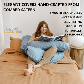 MINICAMP U-Shaped Pregnancy Pillow with Natural Sateen Cotton Cover in Stone Blue | Kapok or PES Filling