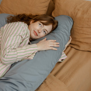 MINICAMP U-Shaped Pregnancy Pillow with Natural Sateen Cotton Cover in Stone Grey | Kapok or PES Filling