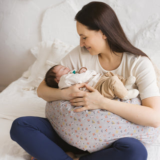 MINICAMP C-Shape Nursing & Pregnancy Pillow with Organic Grey Cover and Kapok Filling