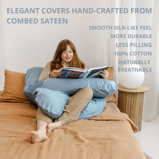 MINICAMP U-Shaped Pregnancy Pillow with Natural Sateen Cotton Cover in Stone Blue | Kapok or PES Filling