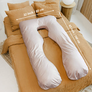 MINICAMP U-Shaped Maternity Pillow with Natural Sateen Cotton Cover in Shell Pink | Kapok or PES Filling
