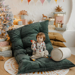MINICAMP Unique Christmas gifts for kids French Style Pillow in Petrol Green, Tufted Corduroy Floor Cushion