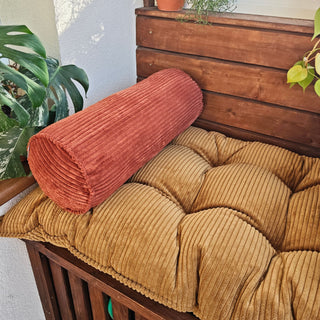 Corduroy Bolster Pillow – Roll Cushion for Floor Mattresses | Terracotta