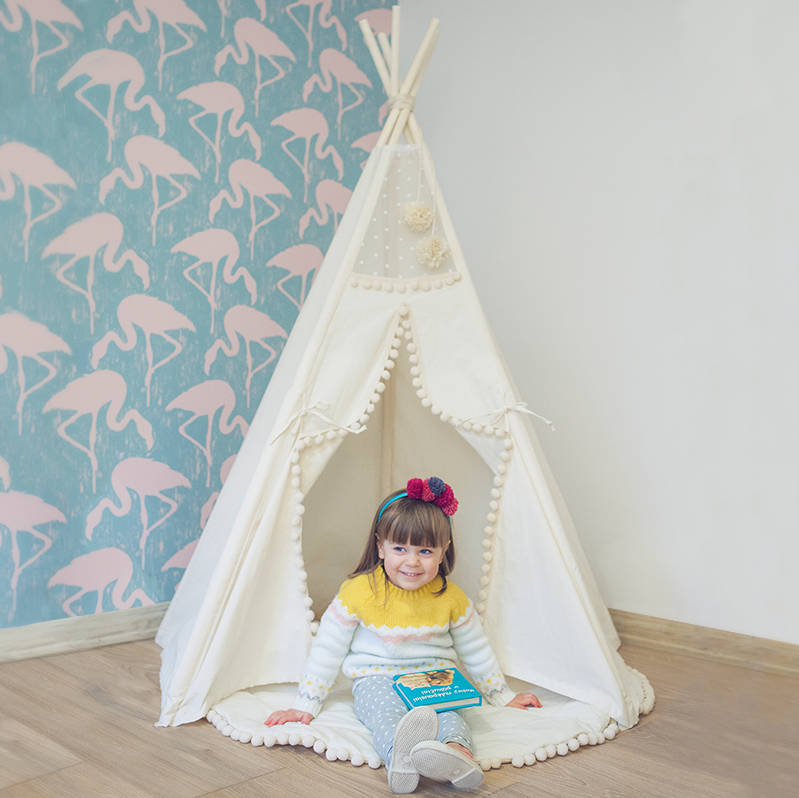 teepee childrens tent MINICAMP Original Play Tent with Pompoms Teepee with Play mat